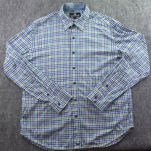Butter Cloth Shirt Large Blue Green Check Long Sleeve Button Up Cotton